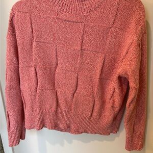 LOFT Textured Pink Crew Neck Sweater